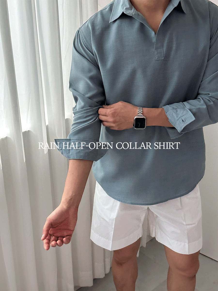 레인 반오픈 카라 셔츠 (7color)
